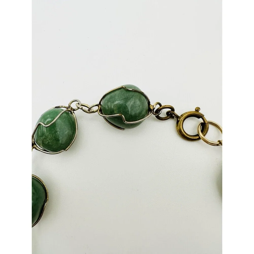 Vintage Wire Caged GemStone Bracelet Gold-Tone 8.5”